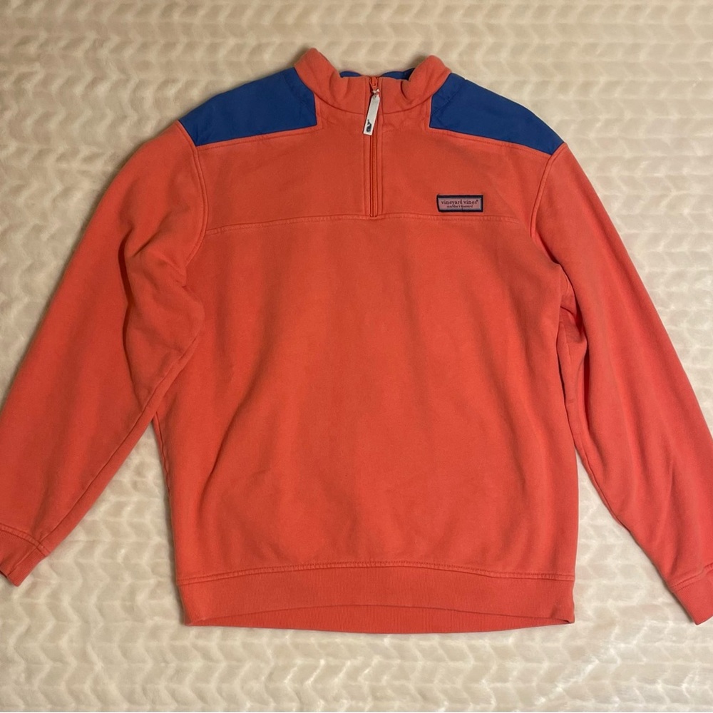 GUC- Vineyard Vines Salmon and Blue Quarter Zip Up Sweater